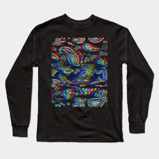 Paisley Pattern - Tricolor Glitch Long Sleeve T-Shirt